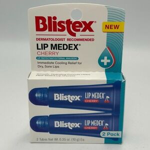 New Blistex Cherry Lip Medex 2 Count 0.35 oz Advanced Hydration Medicated‎ Tube
